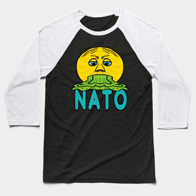 Anti NATO Baseball T-Shirt by Mark Ewbie